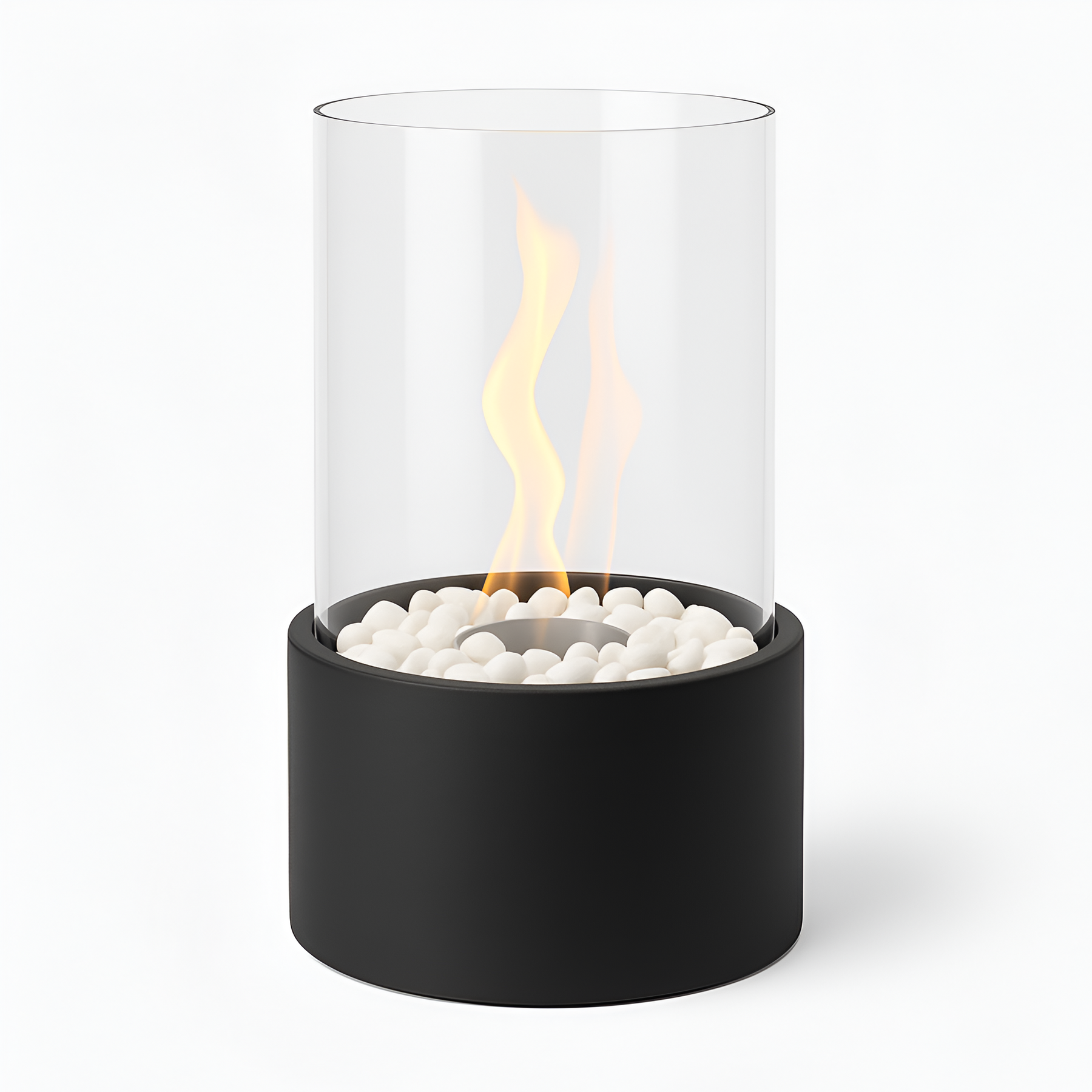 Outdoor Cylindrical Tabletop Bio Ethanol Fireplace with Glass Tube