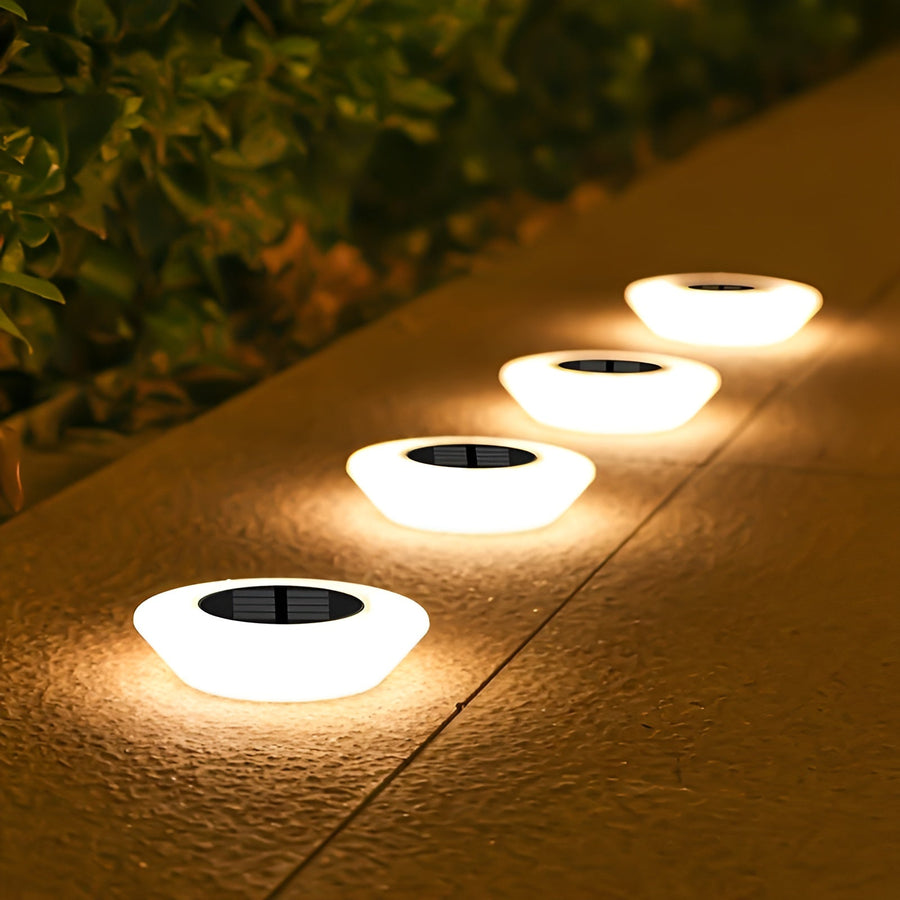 Round Solar Powered LED Path Lights for Garden and Walkways