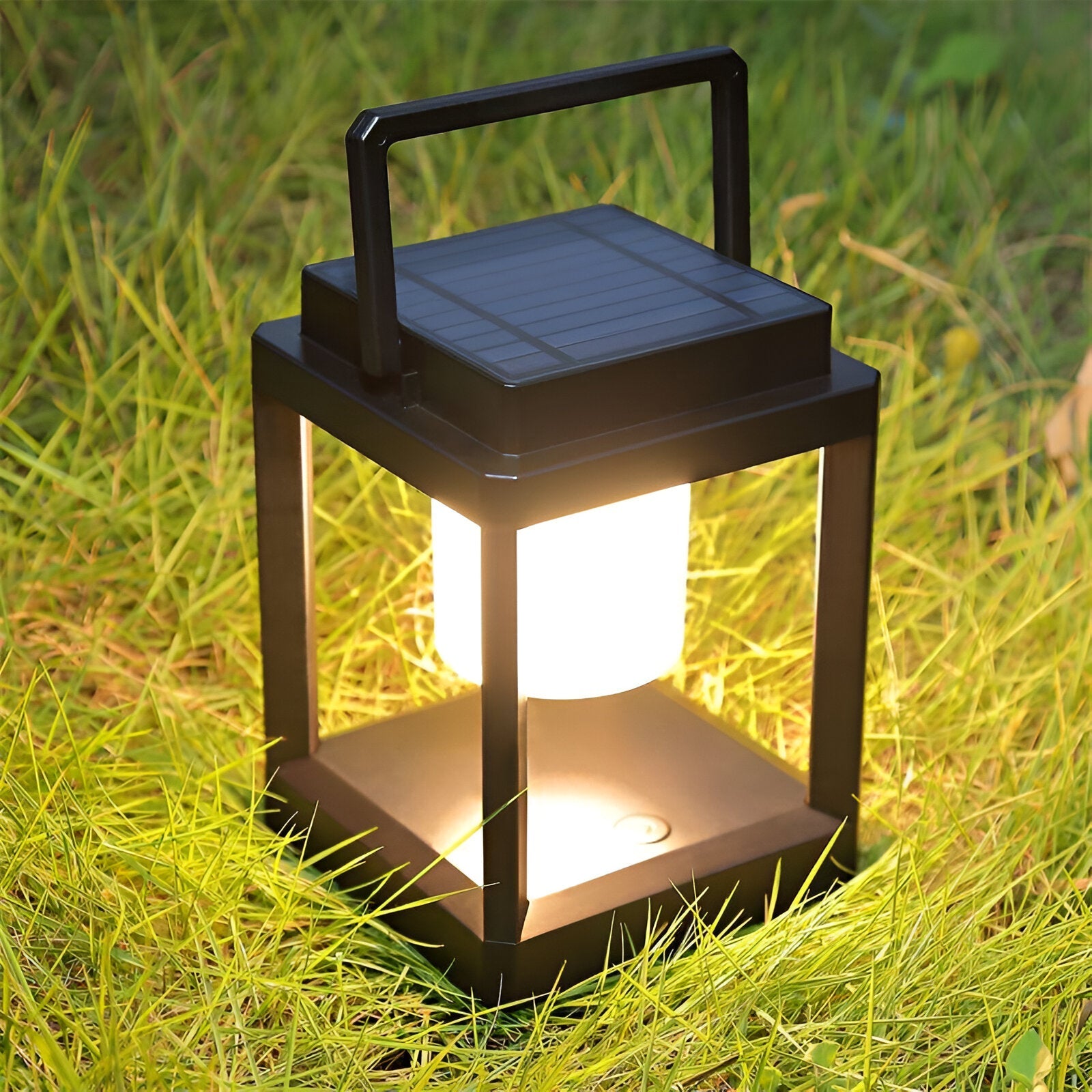 Black Outdoor Lantern Light with Square Frame and Handle