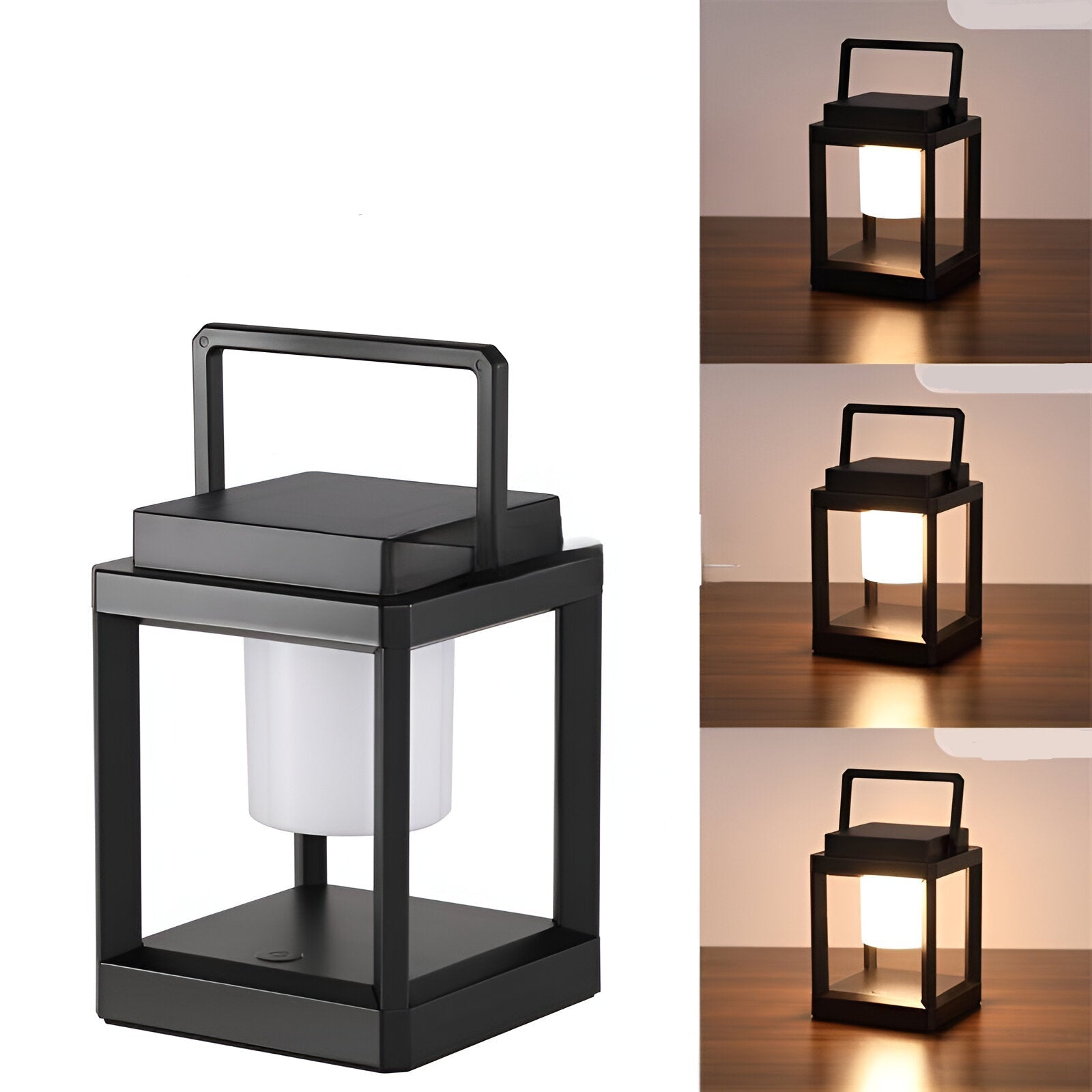 Black Outdoor Lantern Light with Square Frame and Handle