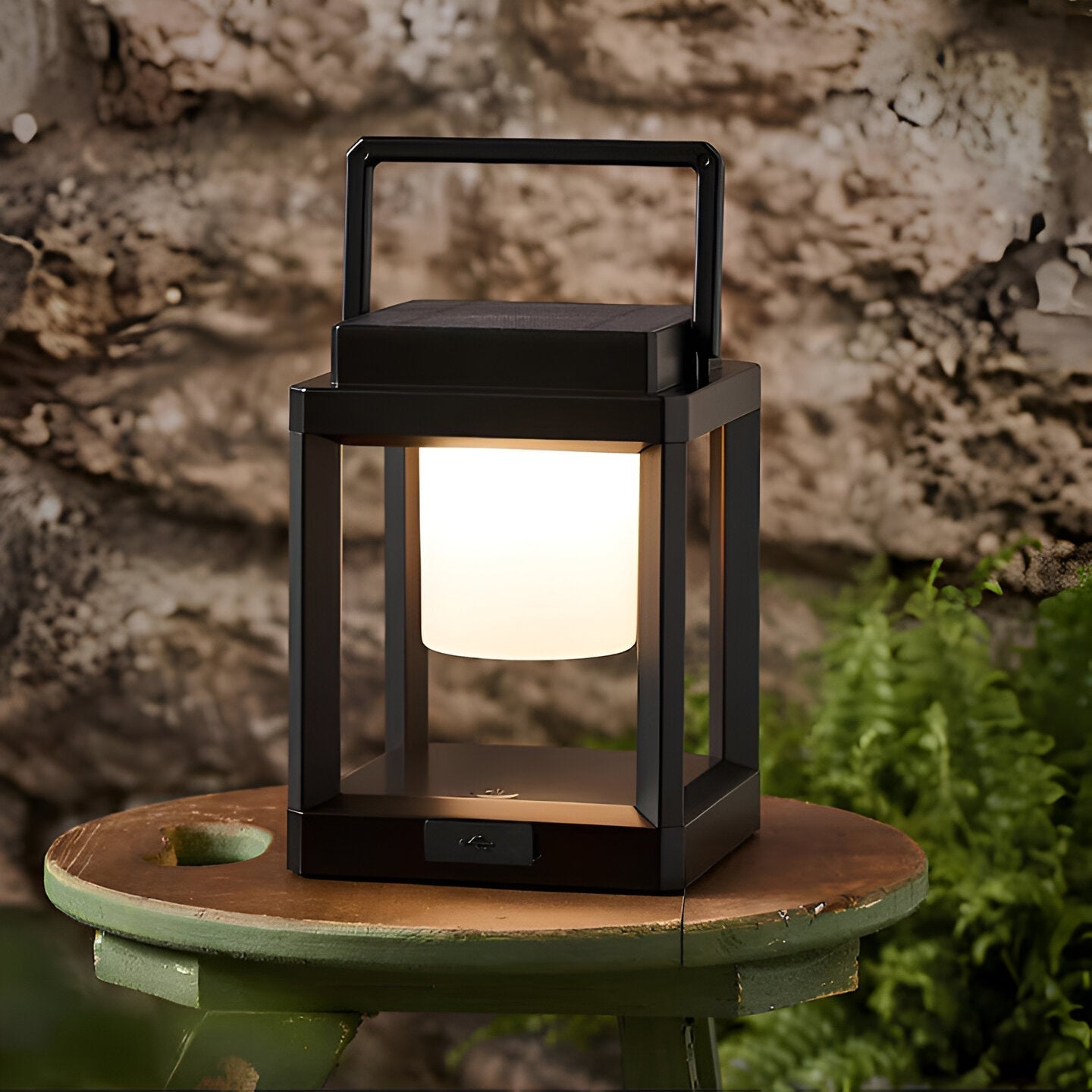 Black Outdoor Lantern Light with Square Frame and Handle