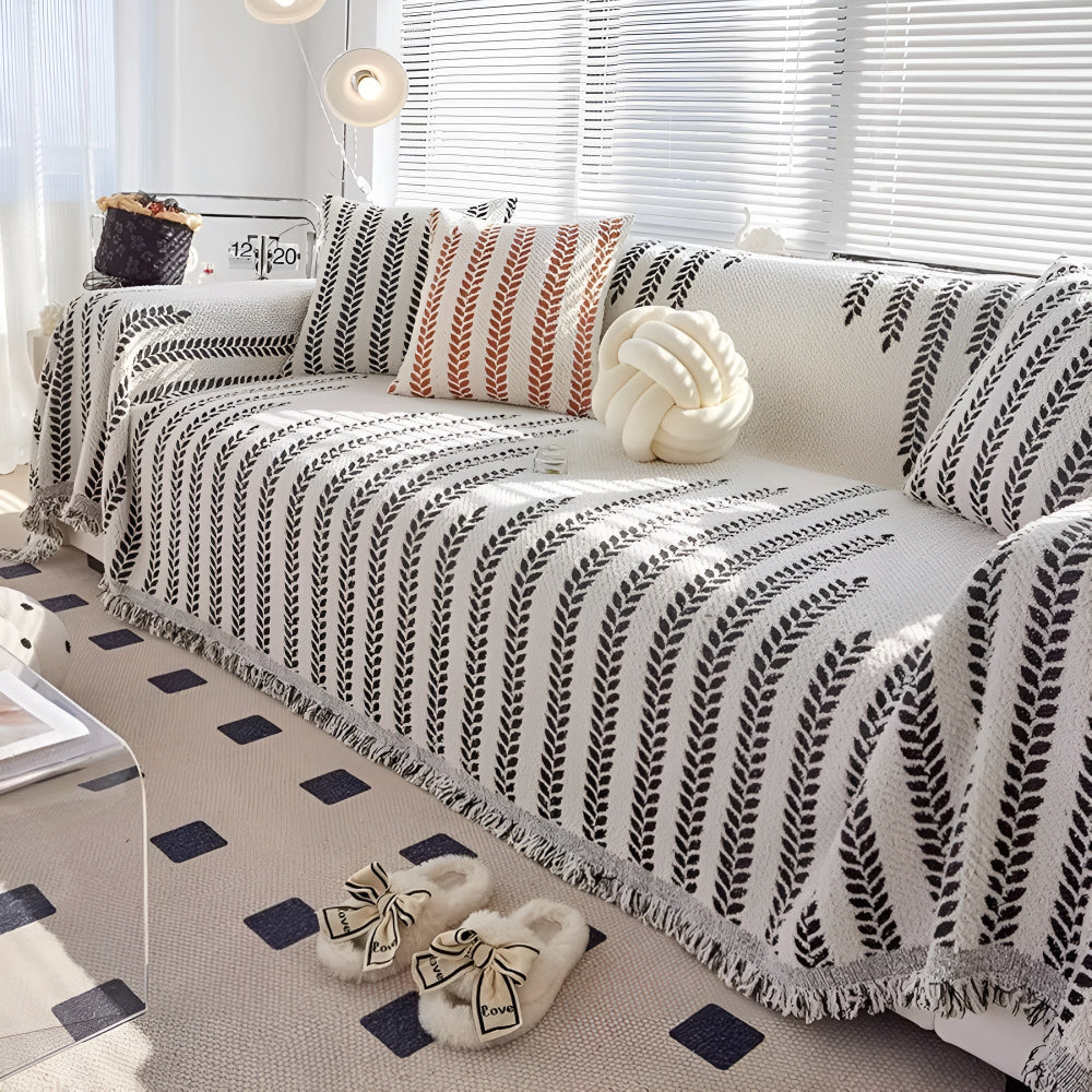 Leaf Fringed Lace Couch Cover