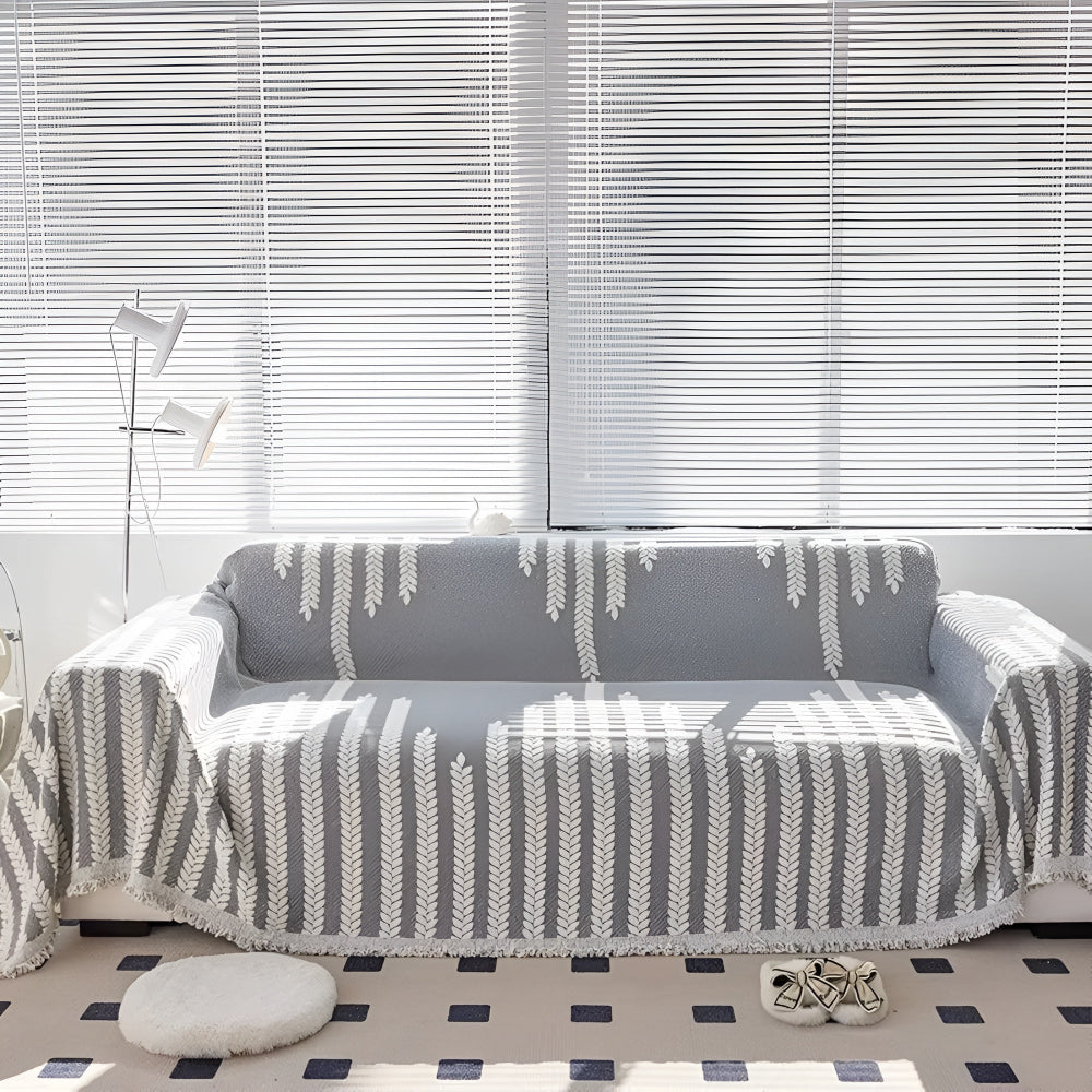 Leaf Fringed Lace Couch Cover