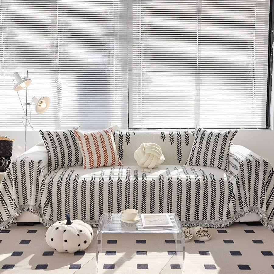 Leaf Fringed Lace Couch Cover