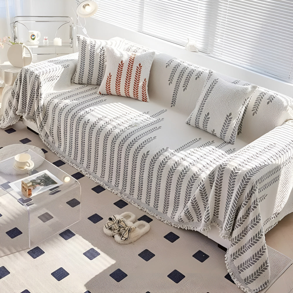 Leaf Fringed Lace Couch Cover