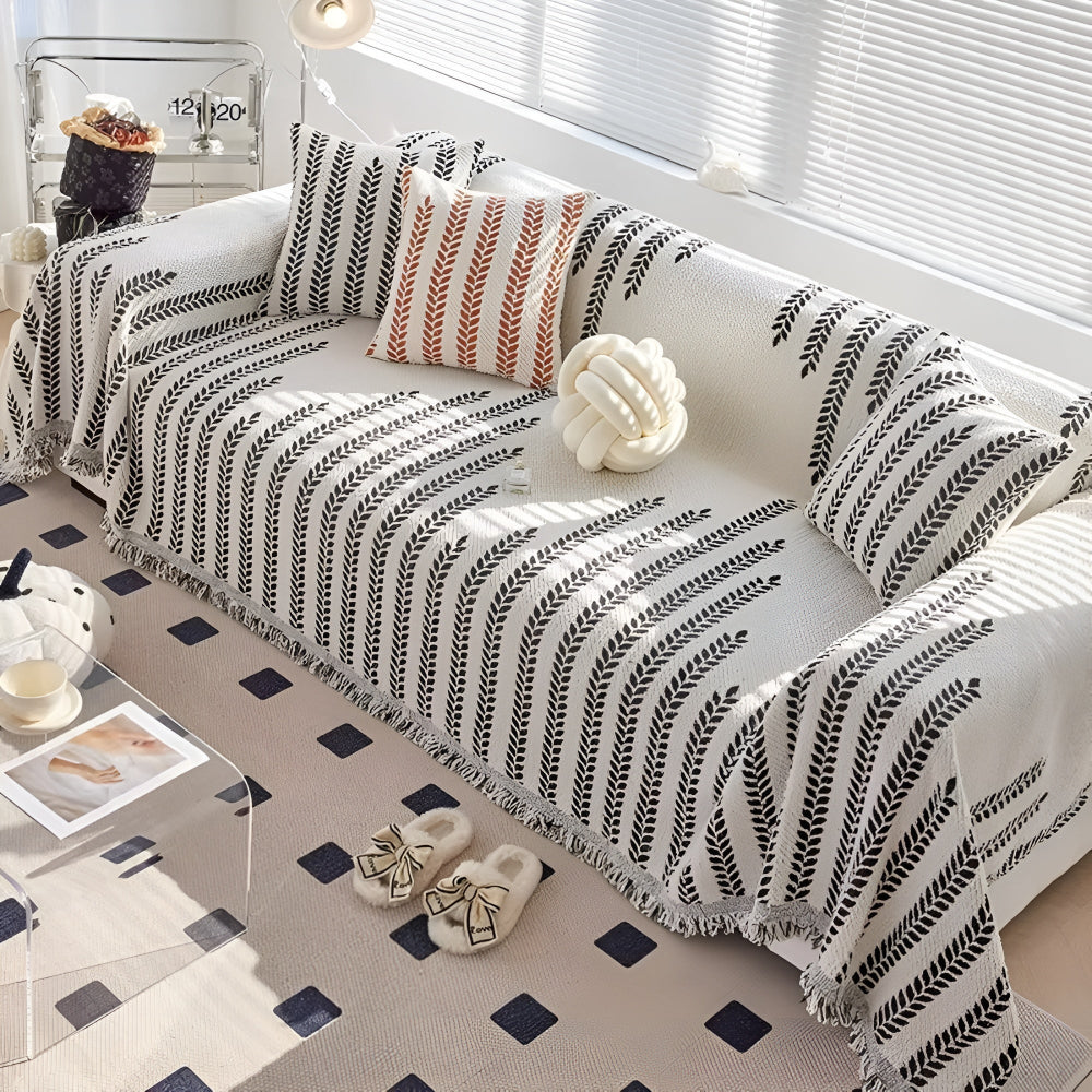 Leaf Fringed Lace Couch Cover