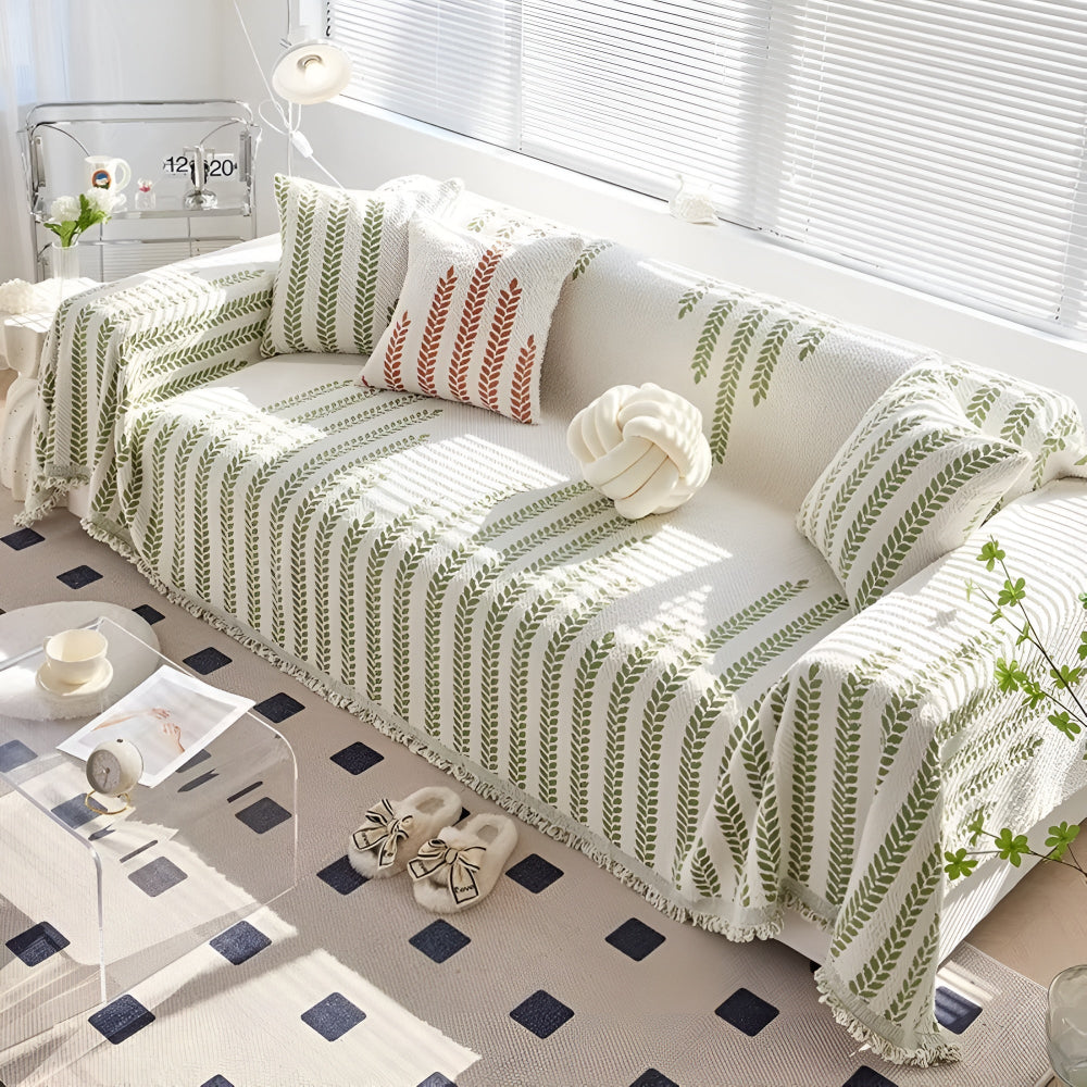 Leaf Fringed Lace Couch Cover