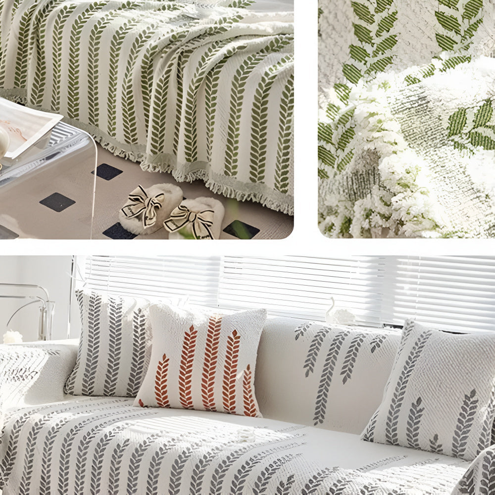 Leaf Fringed Lace Couch Cover