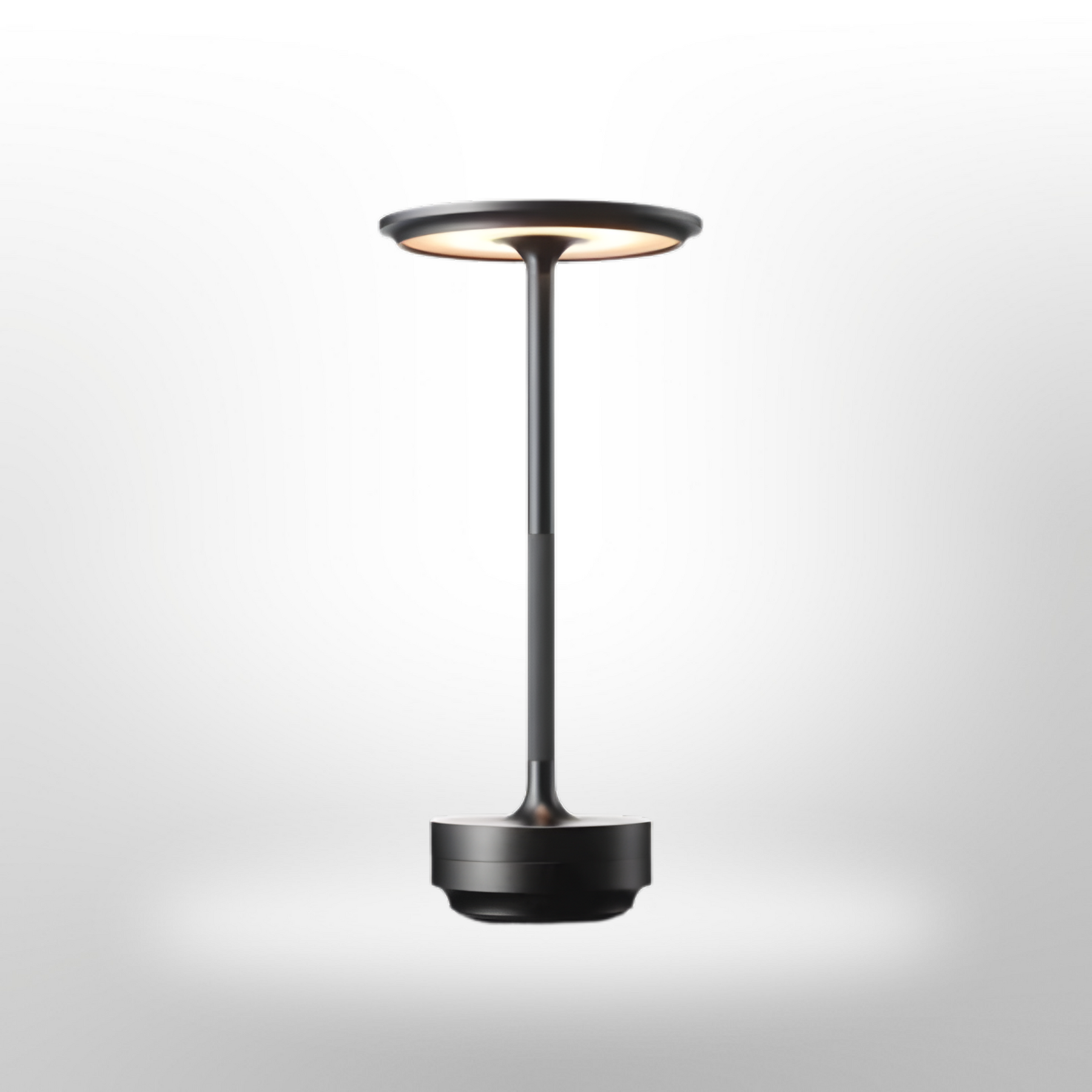 Rechargeable LED Table Lamp with Disc Light Head and Metal Base