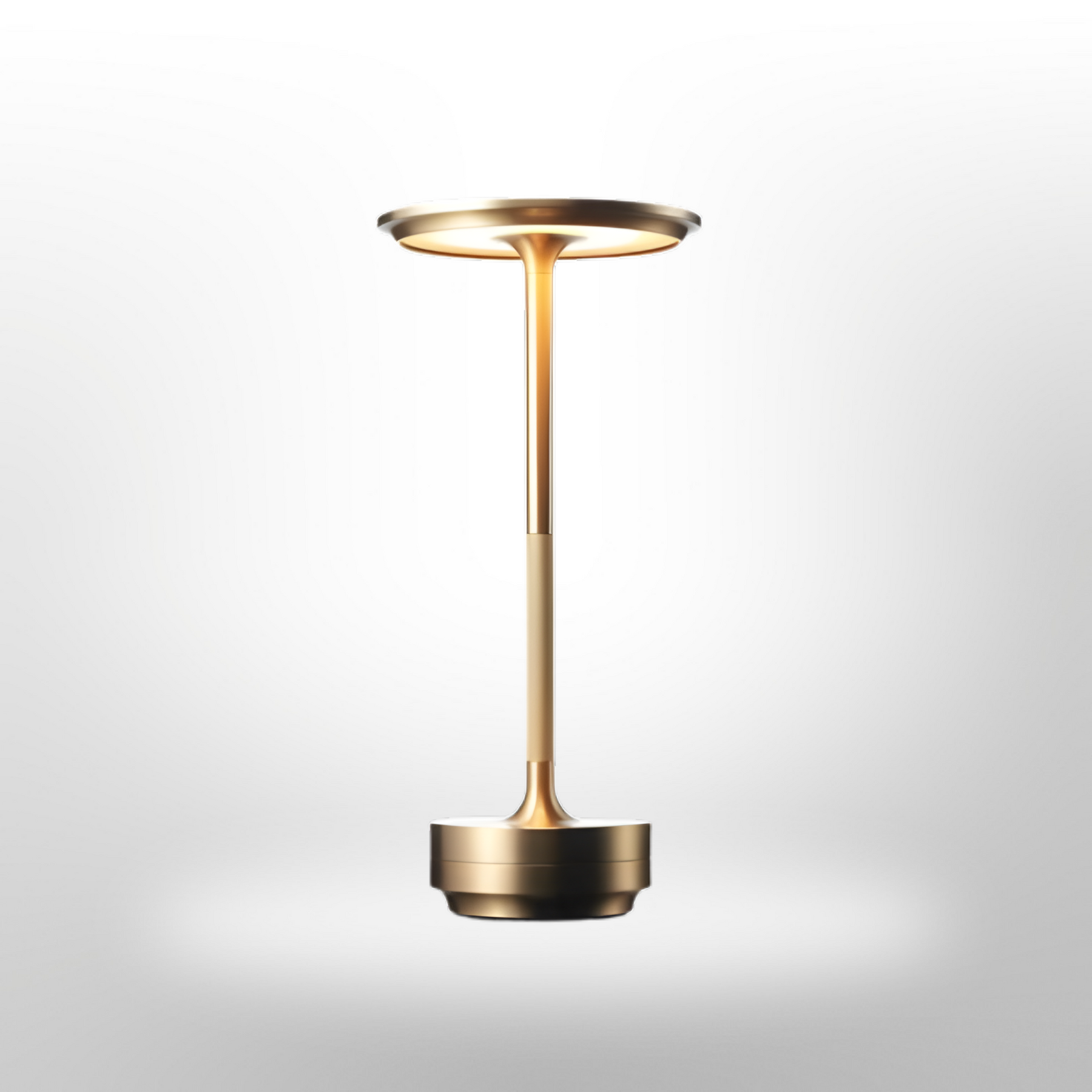 Rechargeable LED Table Lamp with Disc Light Head and Metal Base