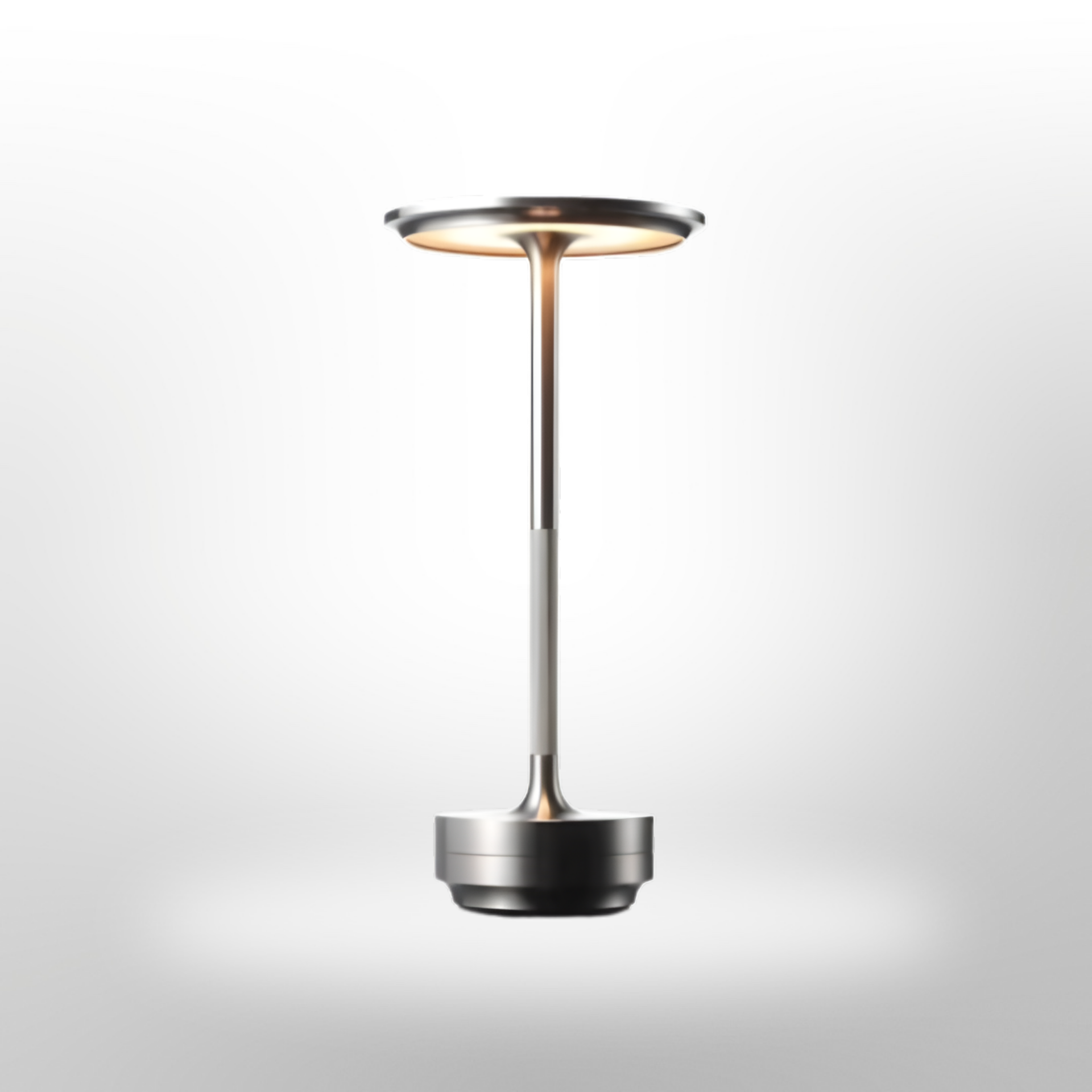 Rechargeable LED Table Lamp with Disc Light Head and Metal Base