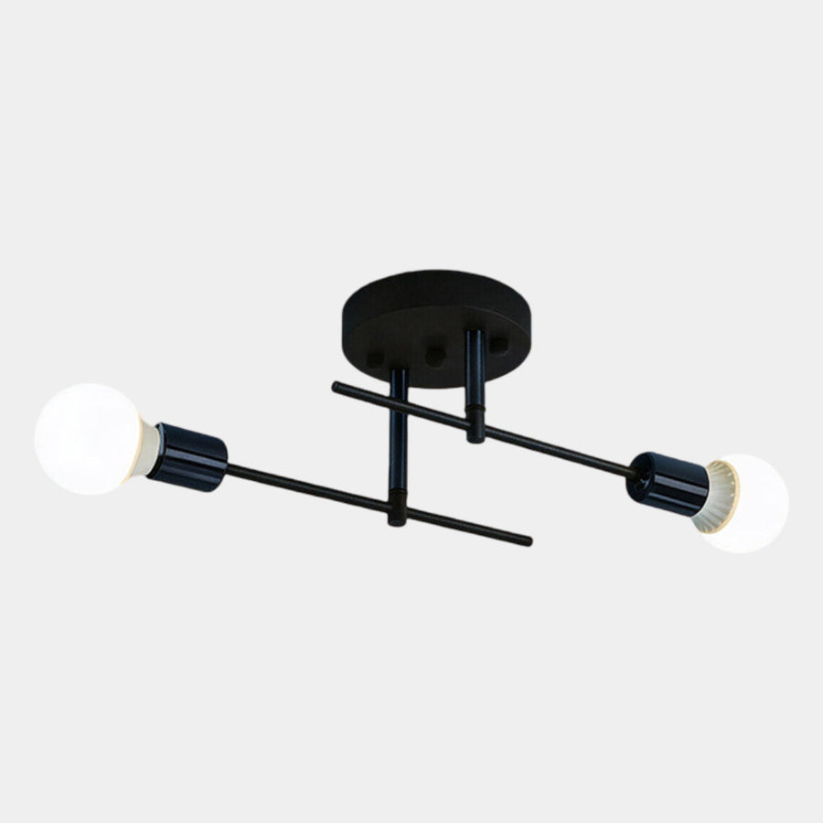Modern 2-Light Ceiling Lamp | Black & Gold Flush Mount Chandelier