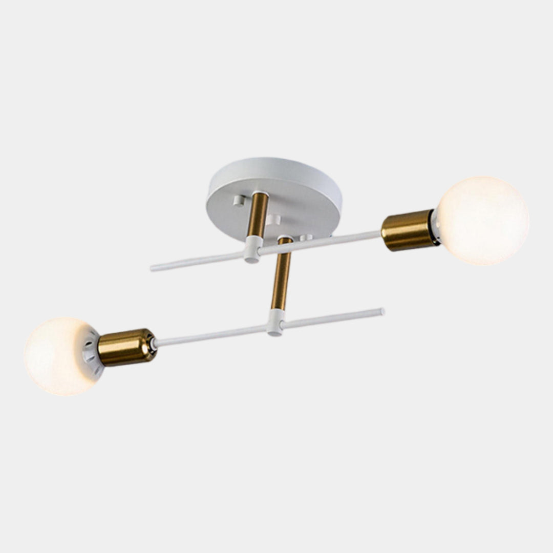 Modern 2-Light Ceiling Lamp | Black & Gold Flush Mount Chandelier