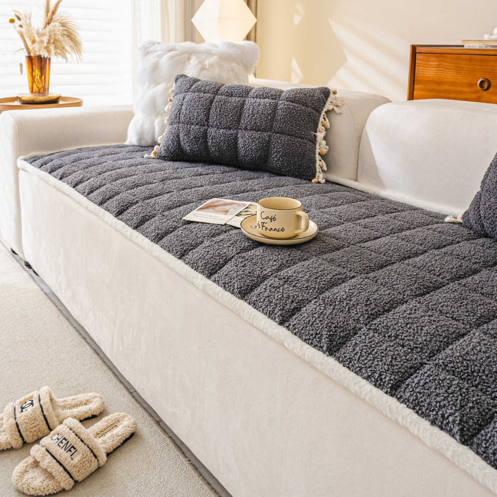 Modern Square Boucle Anti-Slip Couch Cover