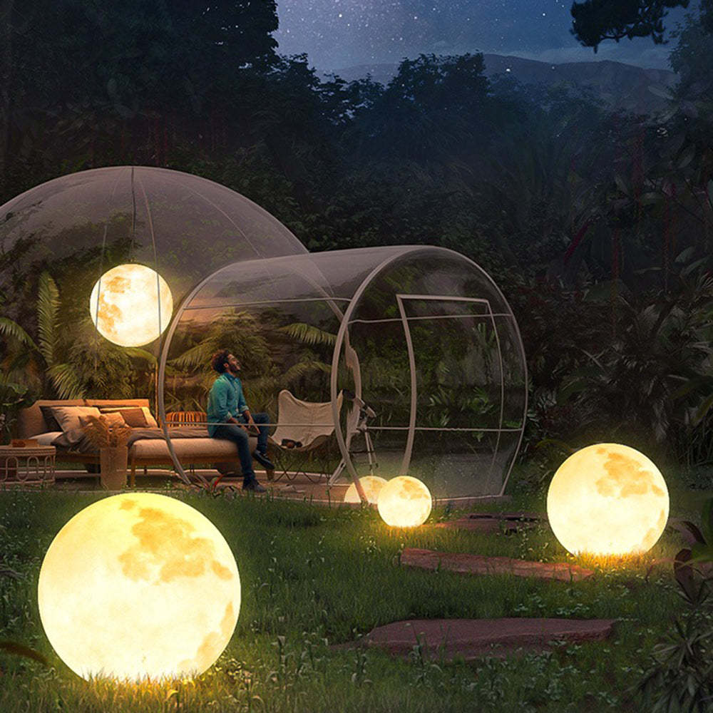 Solar Hanging Garden Light With Round Moon Shape In Gold