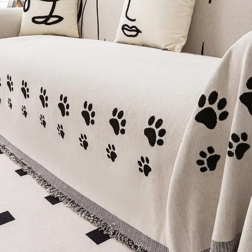 Nordic Cat Paw Chenille Couch Cover
