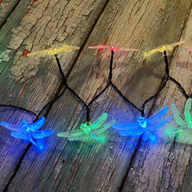 Dragonfly Solar String Lights with Multicolour LED