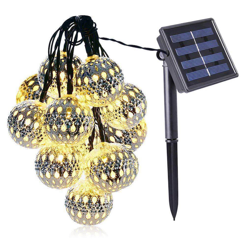 Solar Garden String Lights with Patterned Ball Lanterns