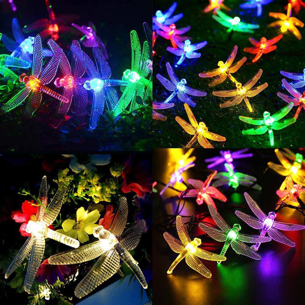 Dragonfly Solar String Lights with Multicolour LED