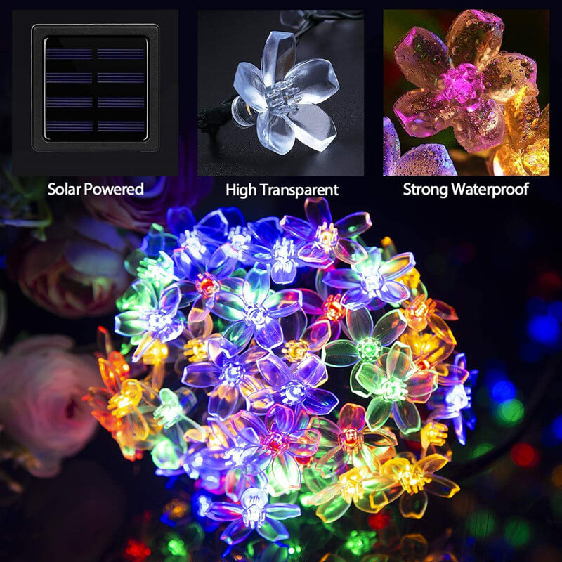Solar Flower String Lights with Multicolour LED