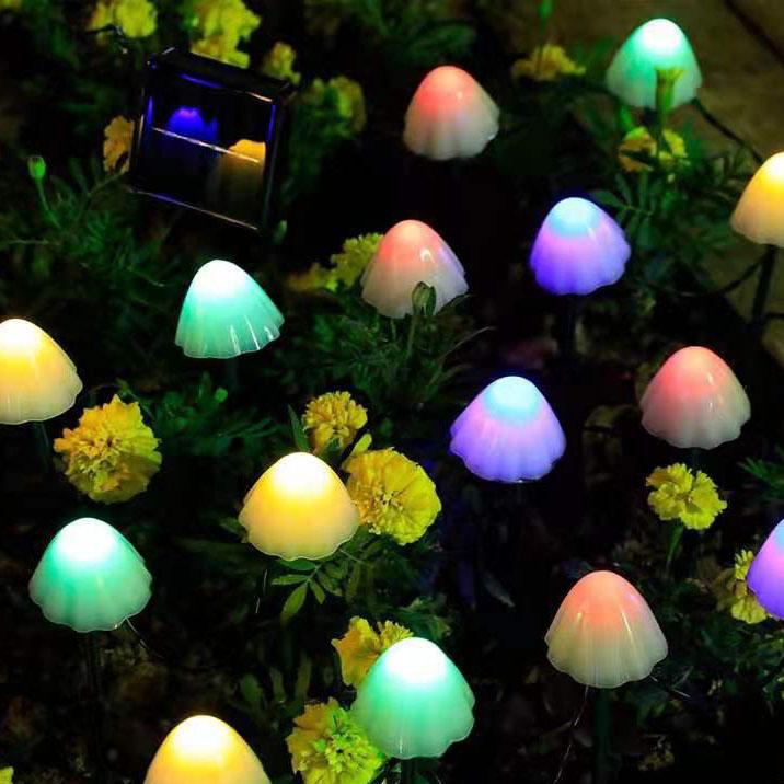 Solar Mushroom Garden Lights with Multicolour LED Caps