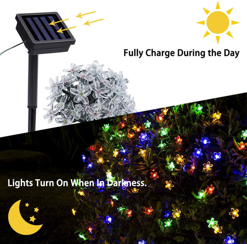 Solar Flower String Lights with Multicolour LED