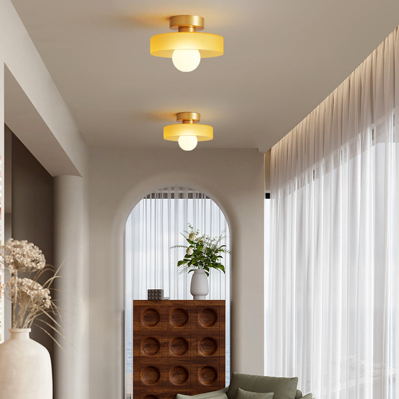 Bauhaus Glass Ceiling Light with Round Shade