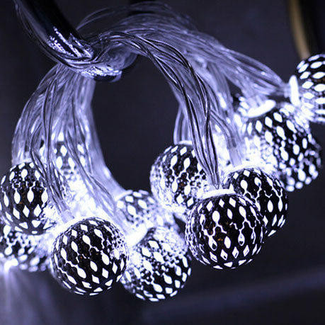 Solar Garden String Lights with Patterned Ball Lanterns