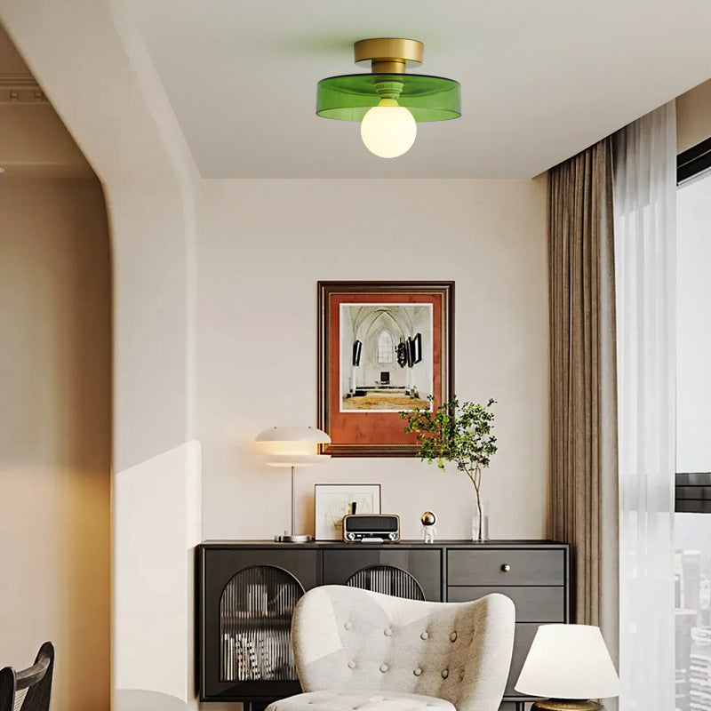 Bauhaus Glass Ceiling Light with Round Shade