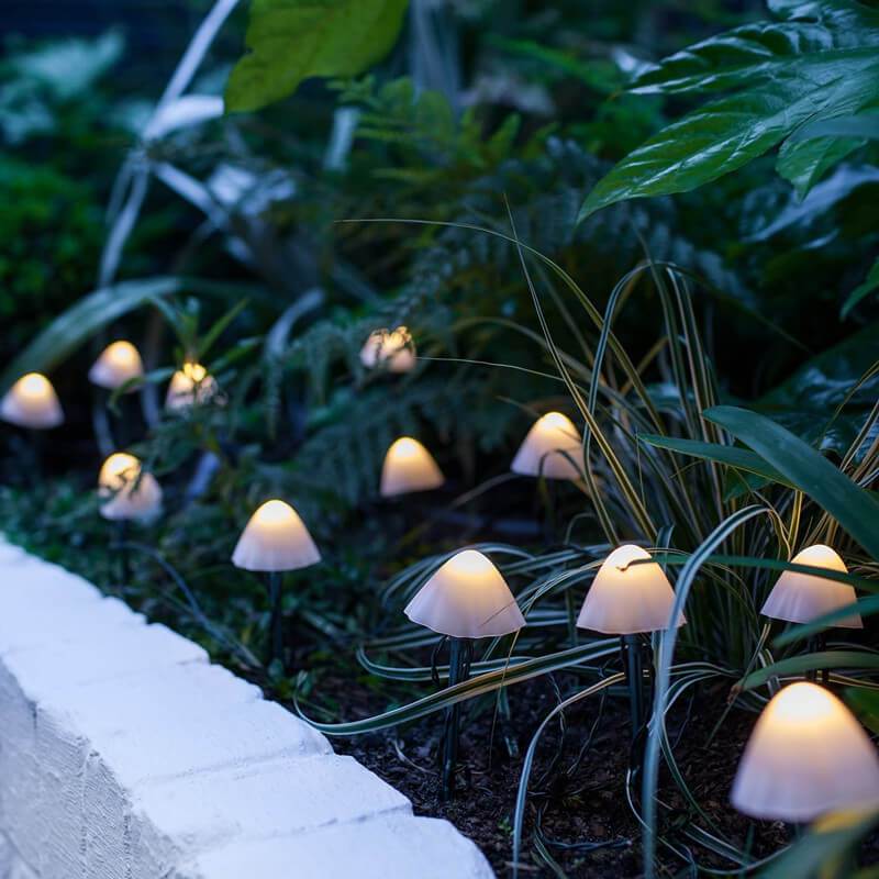 Solar Mushroom Garden Lights with Multicolour LED Caps