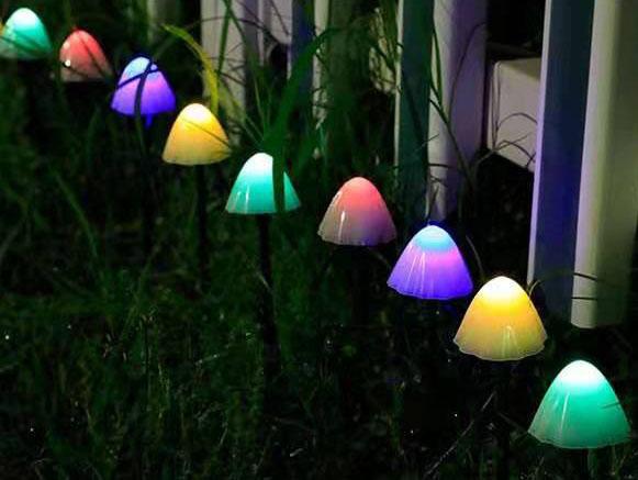 Solar Mushroom Garden Lights with Multicolour LED Caps
