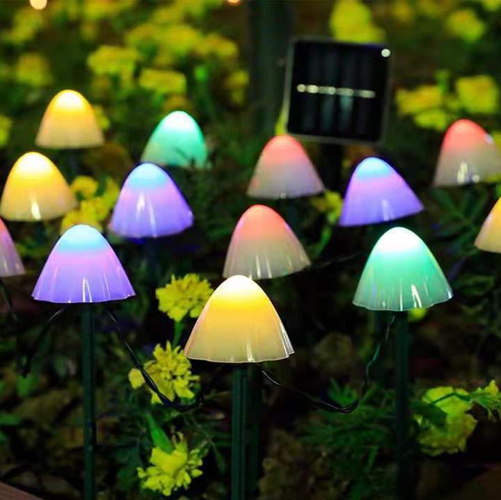 Solar Mushroom Garden Lights with Multicolour LED Caps