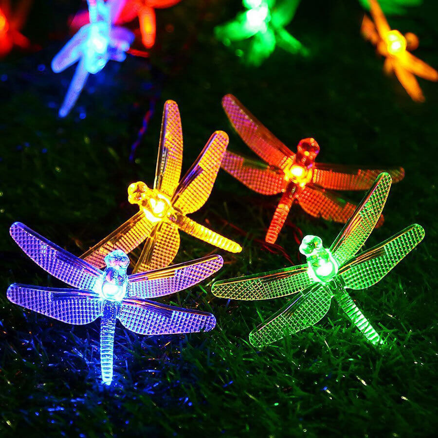 Dragonfly Solar String Lights with Multicolour LED