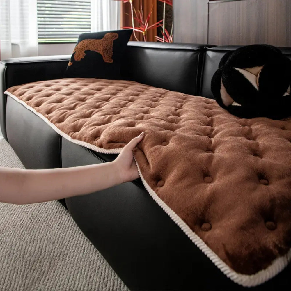 Plush Button-Tufted Couch Cover