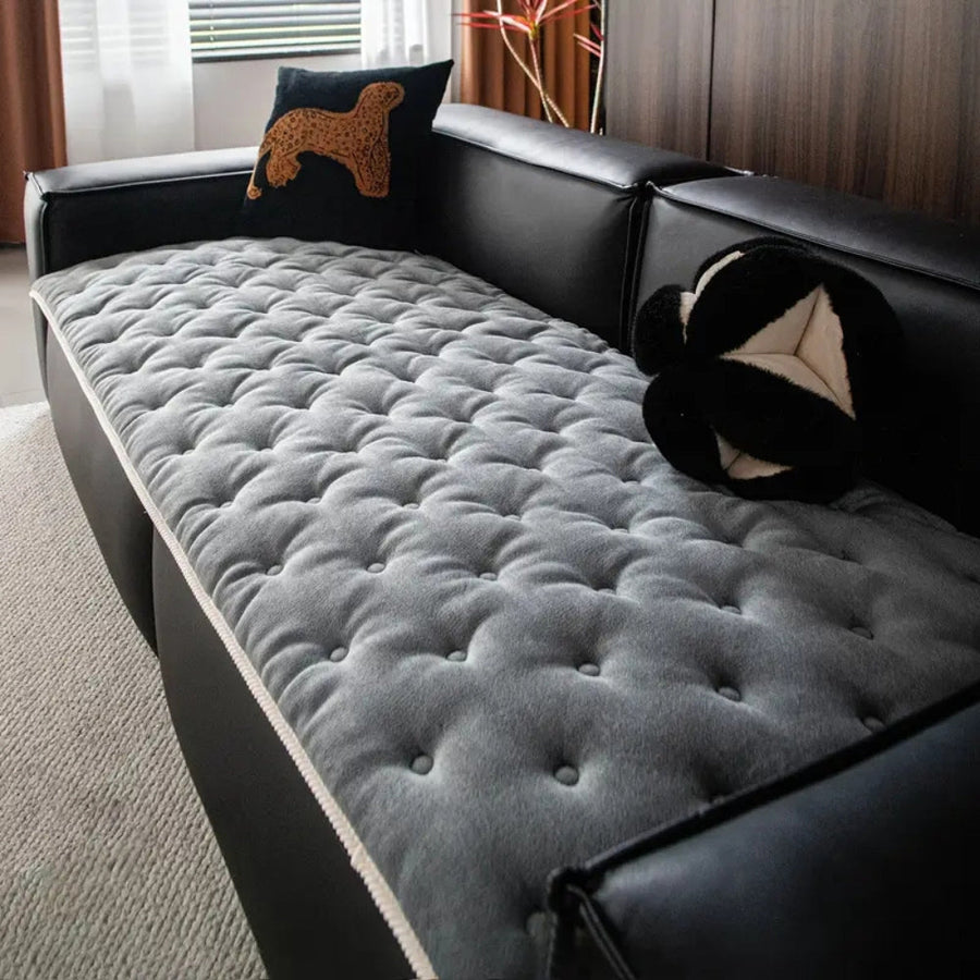Plush Button-Tufted Couch Cover