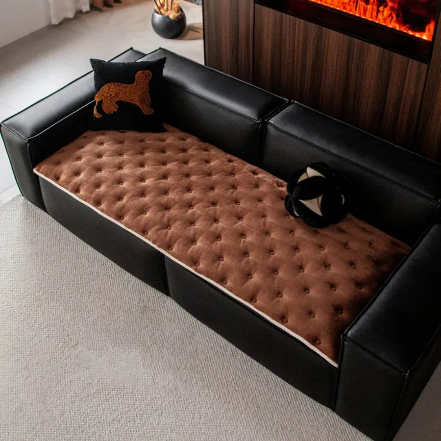 Plush Button-Tufted Couch Cover