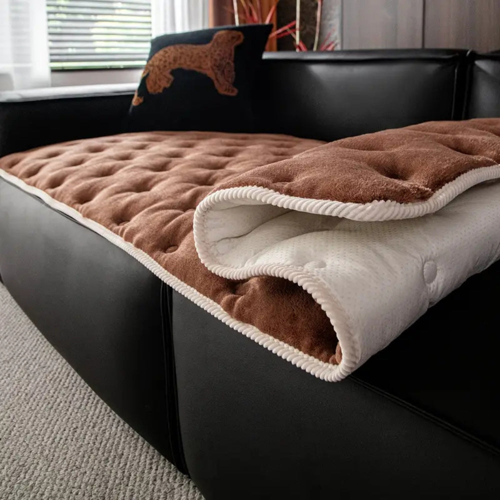 Plush Button-Tufted Couch Cover