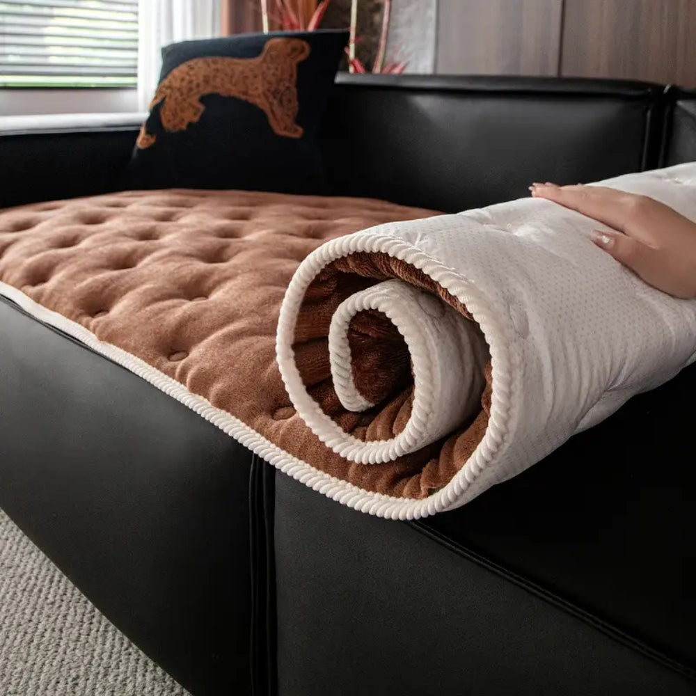 Plush Button-Tufted Couch Cover