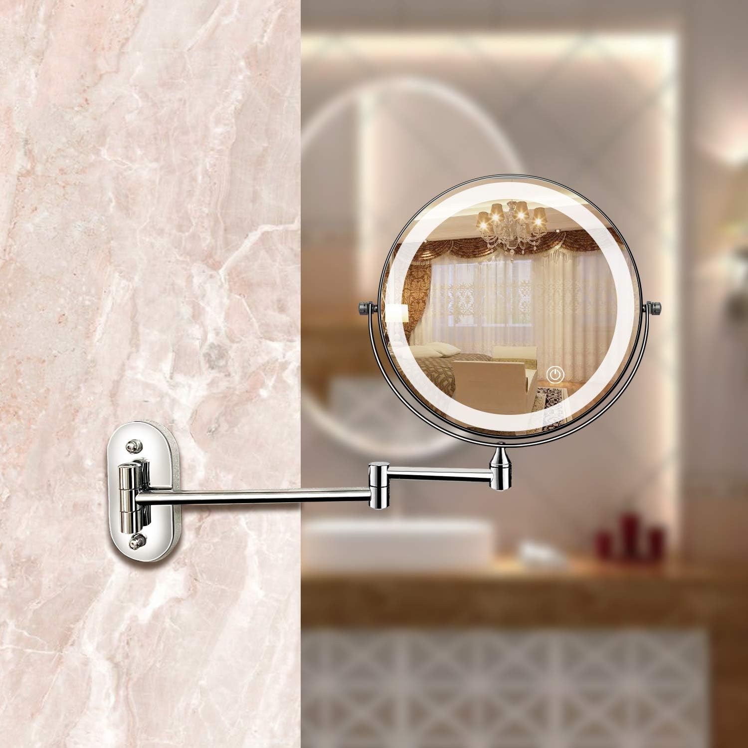 Rechargeable LED Magnifying Makeup Mirror with Adjustable Light