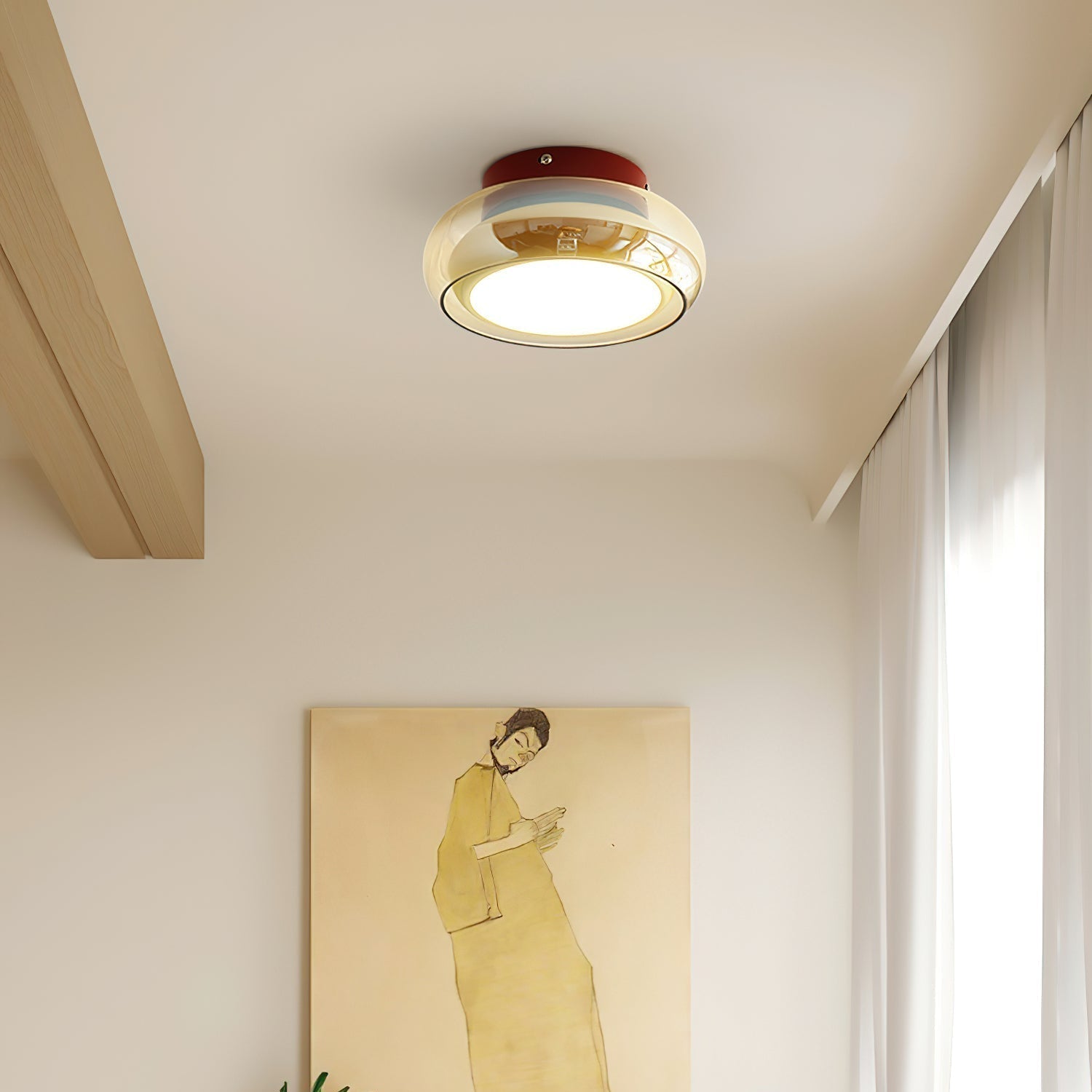 Retro Glass Flush Mount Ceiling Light Vintage Indoor Lamp