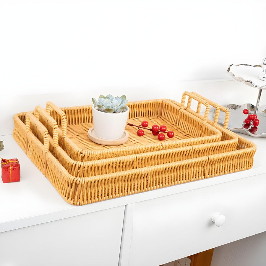 Rustic Weave Rattan Design Tray