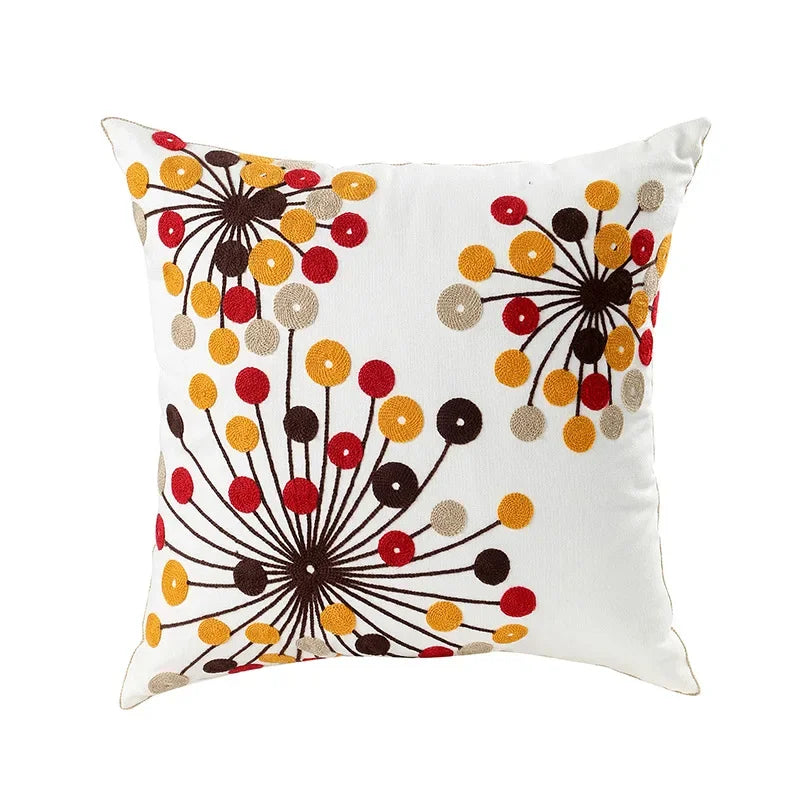 Floral Cushion Cover Embroidered Pillow Case Decorative Cover