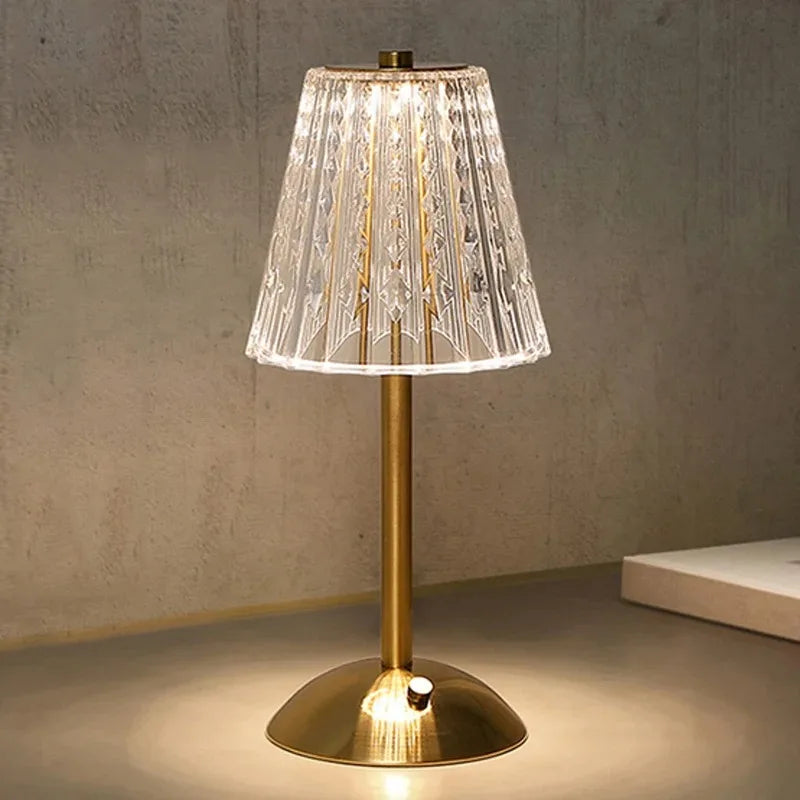 Elegant Touch-Activated Crystal Table Lamp with Gold Finish