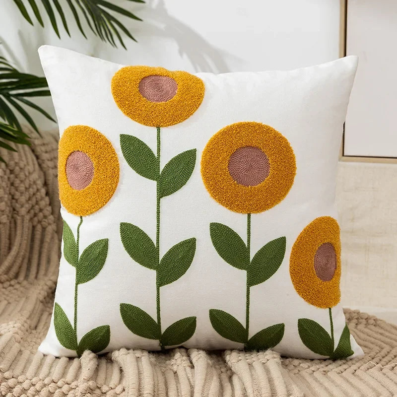 Floral Cushion Cover Embroidered Pillow Case Decorative Cover