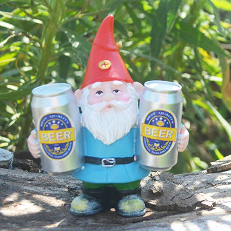 Garden Gnome Statue Holding Two Beer Mugs