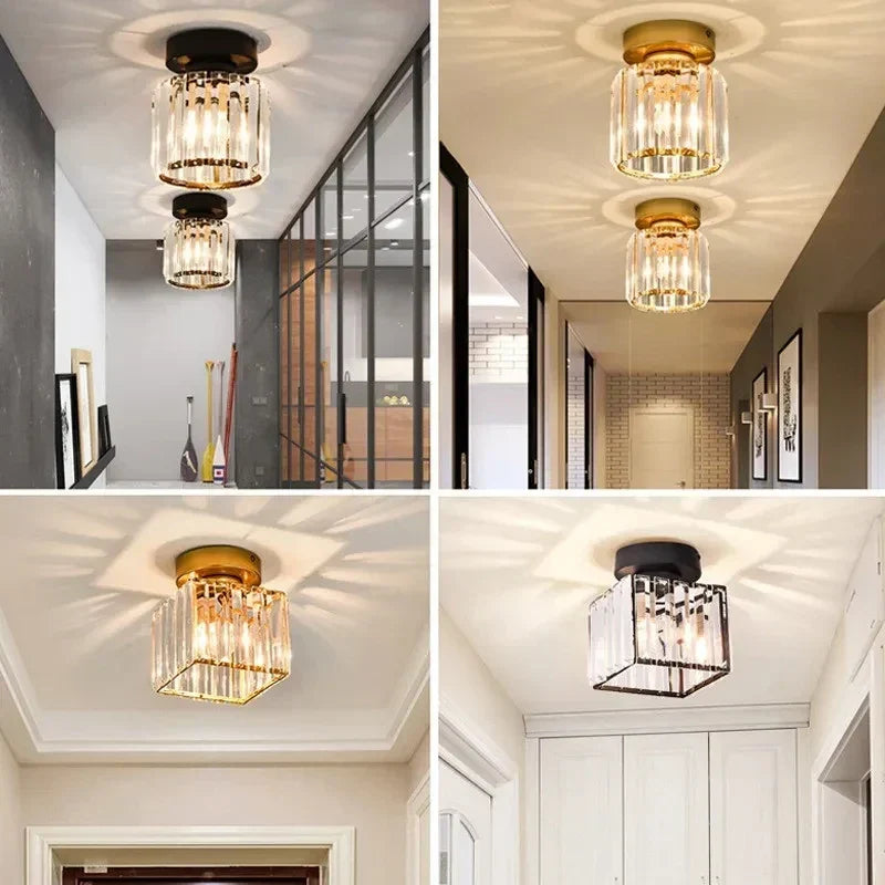 Modern Crystal Ceiling Light Glam Flush Mount Glass Lamp