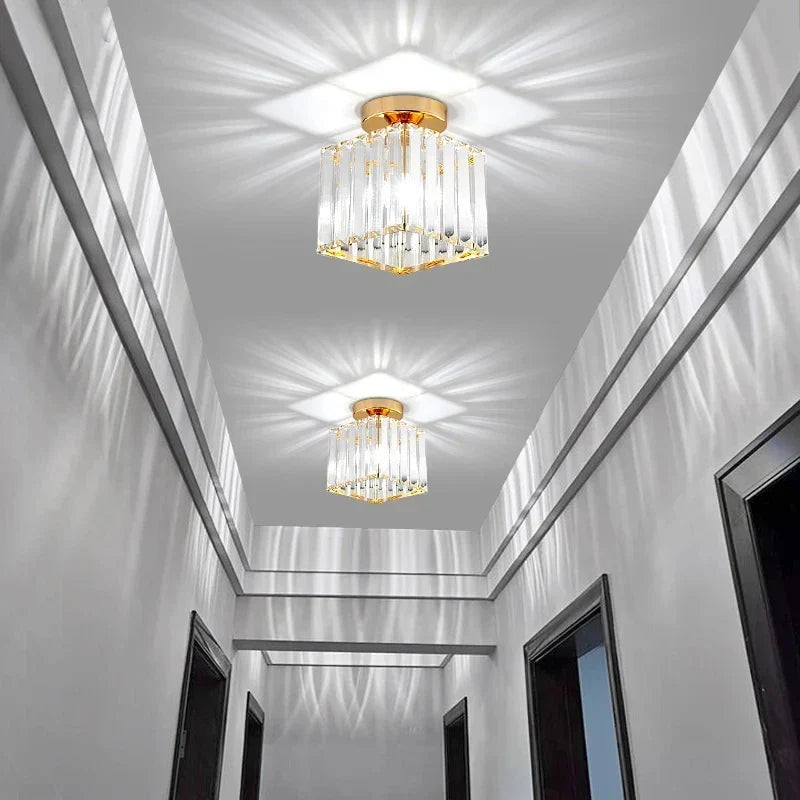 Modern Crystal Ceiling Light Glam Flush Mount Glass Lamp