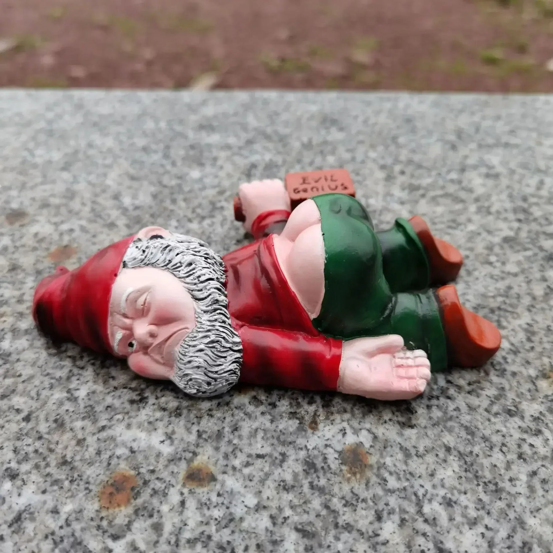 Lying Garden Gnome Statue with Hat and Bottle
