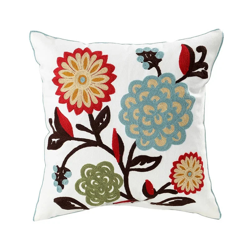 Floral Cushion Cover Embroidered Pillow Case Decorative Cover