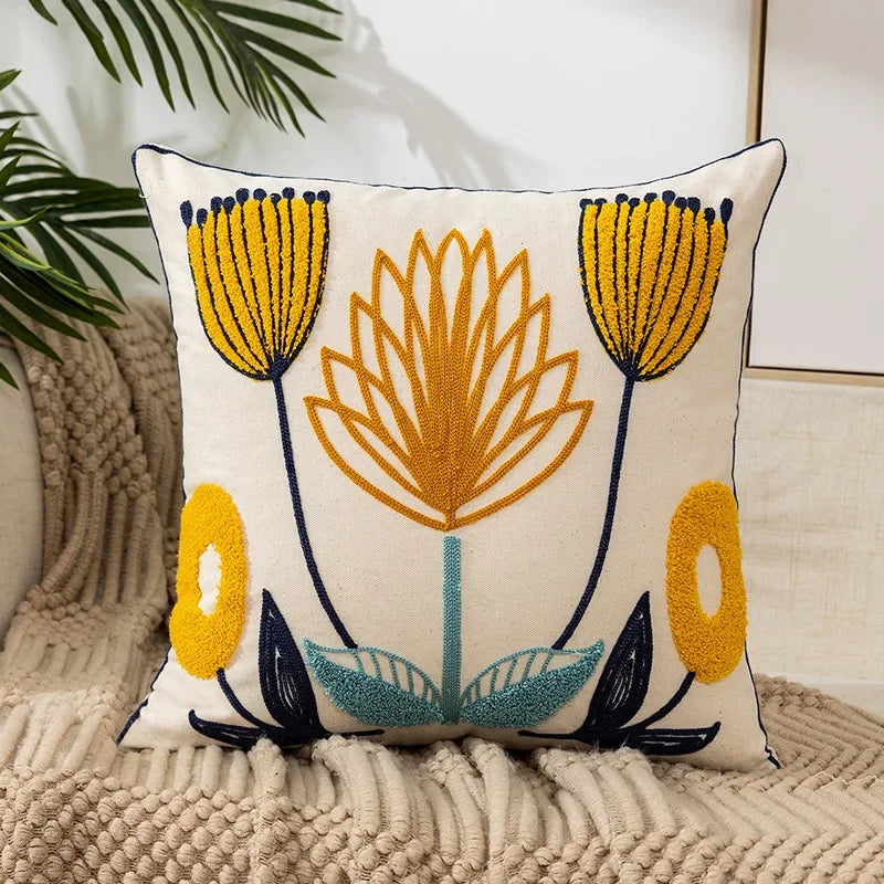 Floral Cushion Cover Embroidered Pillow Case Decorative Cover
